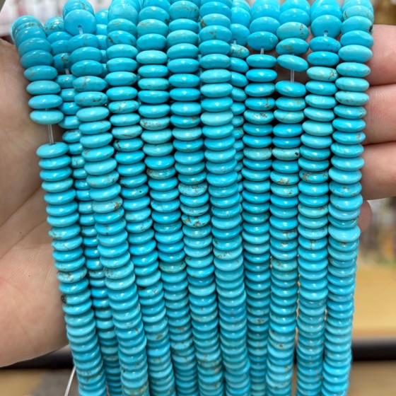 No_1860_Enhanced Blue Turquoise Saucer Beads_8*4mm_(Sold Per Strand)