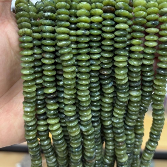 No_1865_Natural Dark Serpentine Flying Saucer Beads_8*4mm_(Sold Per Strand)