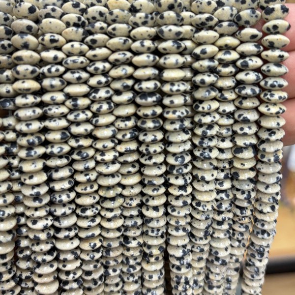 No_1871_Natural Dalmation Jasper Flying Saucer Beads_8*4mm_(Sold Per Strand)