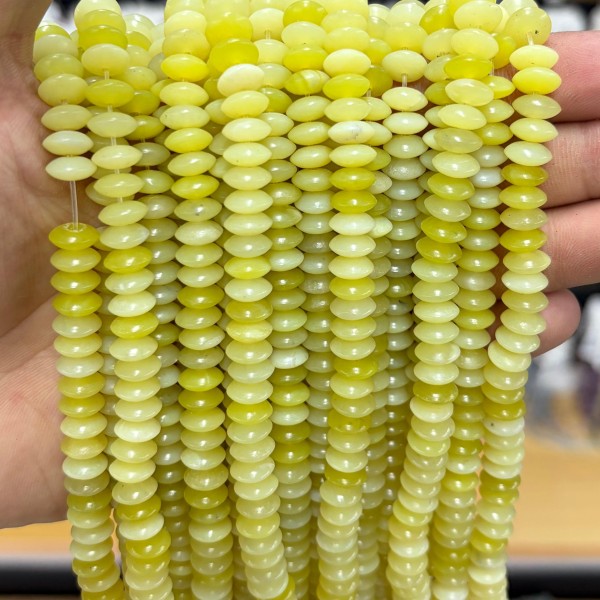 No_1872_Natural Lemon Jade Flying Saucer Bead_8*4mm_(Sold Per Strand)