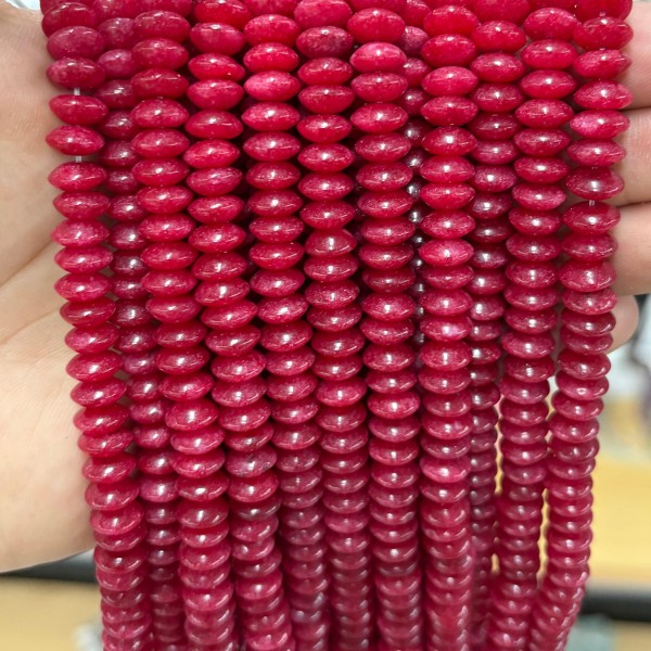 No_1875_Enhanced Deep Red Chalcedony Flying Saucer Bead_8*4mm_(Sold Per Strand)