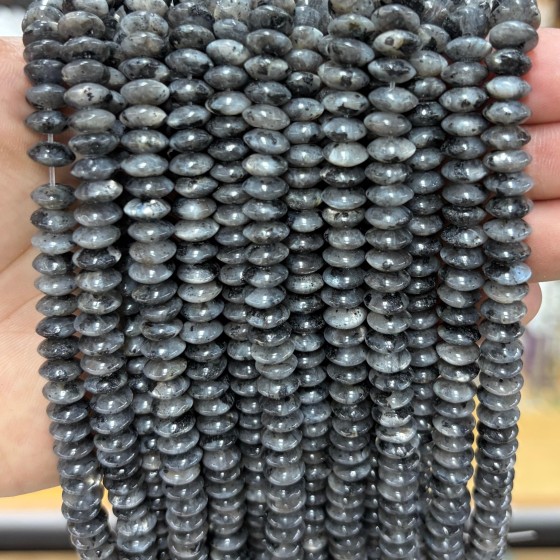 No_1876_Natural Black Labradorite Flying Saucer Bead_8*4mm_(Sold Per Strand)