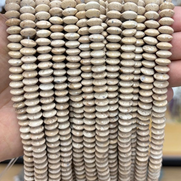 No_1889_Natural Yellow Sand Stone Flying Saucer Bead_8*4mm_(Sold Per Strand)