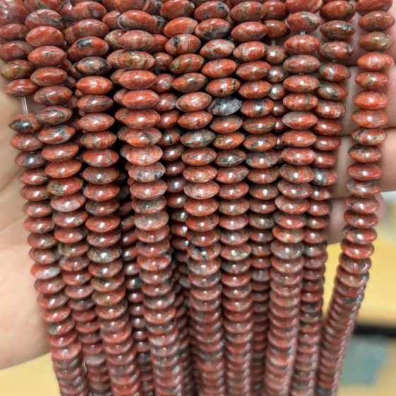 No_1895_Natural Sesame Red Jasper Flying Saucer Bead_8*4mm_(Sold Per Strand)
