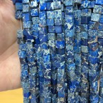 No_1900_Enhanced Deep Blue Imperial Jasper Square Block Beads_6mm_(Sold Per Strand)