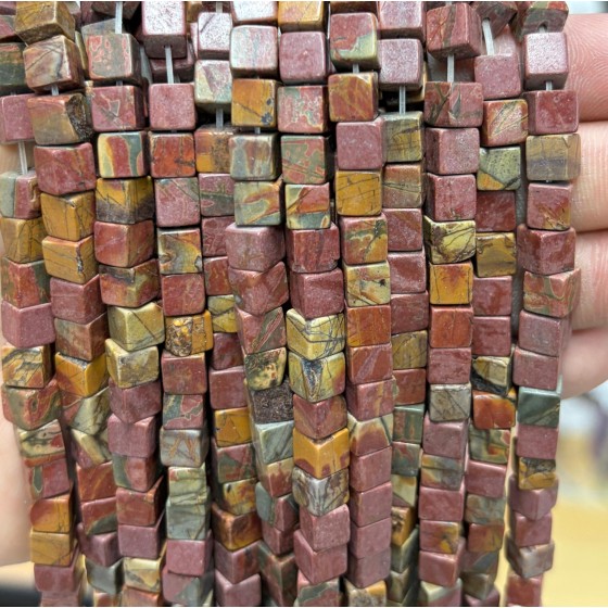 No_1904_Natural Red Turquoise Square Block Beads_6mm_(Sold Per Strand)