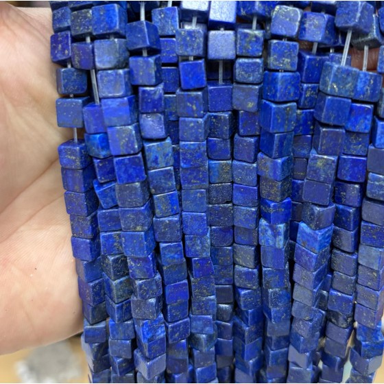 No_1905_Enhanced Lapis Lazuli Square Block Beads_6mm_(Sold Per Strand)