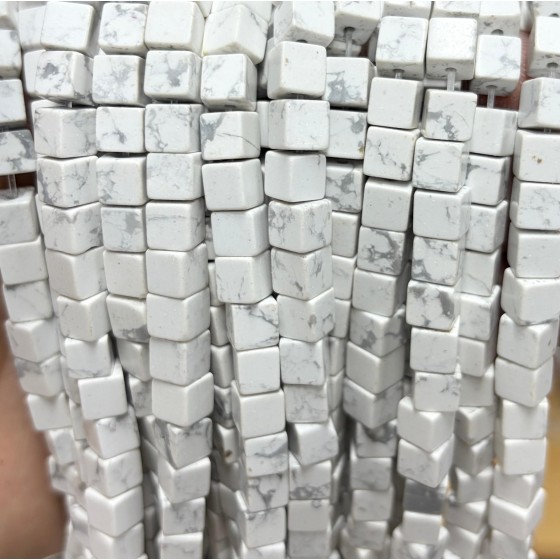No_1916_Natural White Turquoise Square Block Beads_6mm_(Sold Per Strand)
