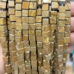 No_1918_Natural Yellow Picture Jasper Square Block Beads_6mm_(Sold Per Strand)