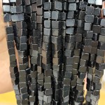 No_1919_Natural Black Agate Square Block Beads_6mm_(Sold Per Strand)