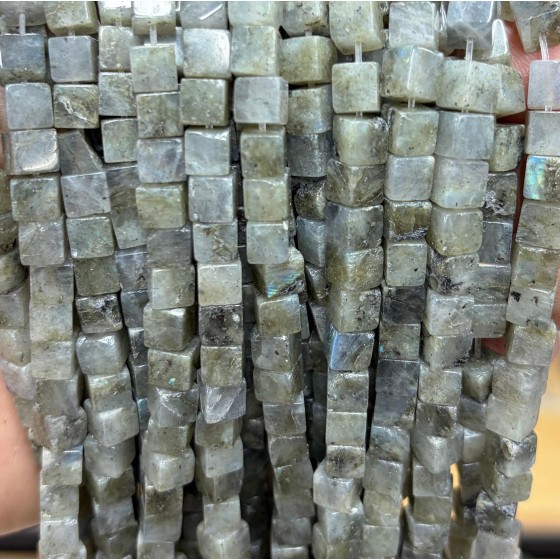 No_1928_Natural Labradorite Square Block Beads_6mm_(Sold Per Strand)