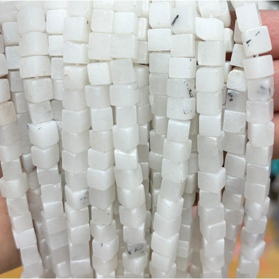 No_1930_Natural White Jade Square Block Beads_6mm_(Sold Per Strand)