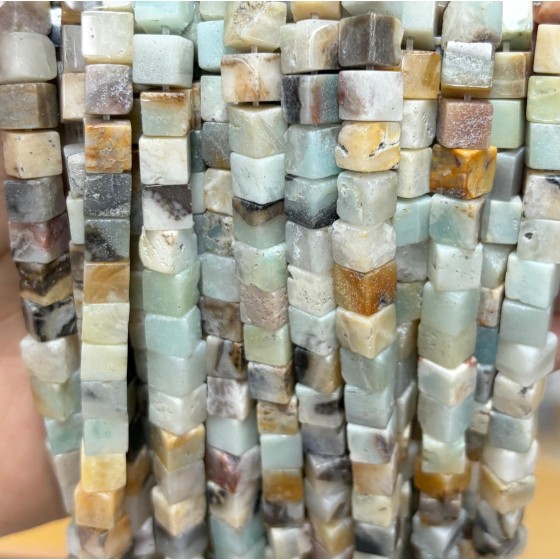 No_1931_Natural Amazonite Square Block Beads_6mm_(Sold Per Strand)