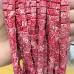 No_1942_Synthetic Red Imperial Jasper Block Beads_6mm_(Sold Per Strand)
