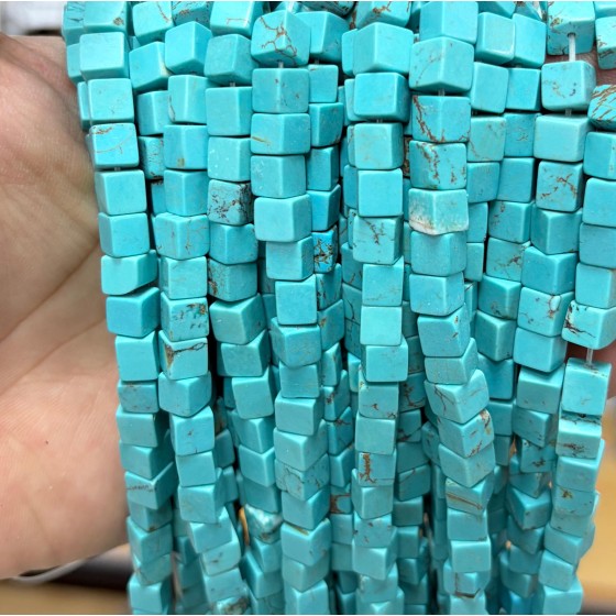 No_1950_Enhanced Turquoise Block Beads_6mm_(Sold Per Strand)