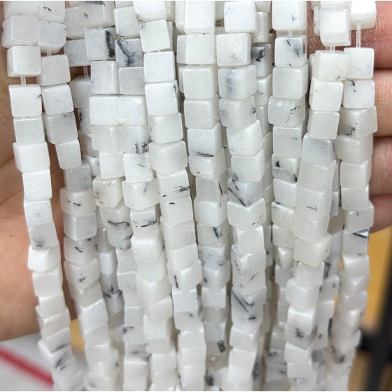 No_1952_Natural Cream White Xiuyu Square Block Beads_6mm_(Sold Per Strand)