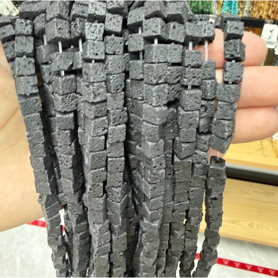 No_1956_Natural Volcanic Stone Square Block Beads_6mm_(Sold Per Strand)