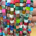 No_1959_Mixed Color Stone Square Block Beads_6mm_(Sold Per Strand)