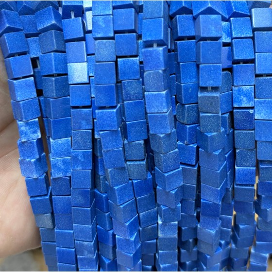 No_1962_Synthetic Navy Blue Stone Square Block Beads_6mm_(Sold Per Strand)
