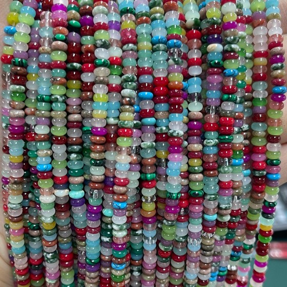 No_1982_Colorful Mixed Stone Rondelle Beads_4*2mm_(Sold Per Strand)