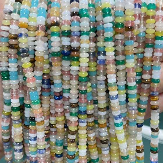 No_1984_Yellow Mixed Stone Rondelle Beads_4*2mm_(Sold Per Strand)