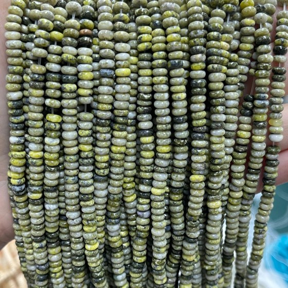 No_1995_Natural Grass Yellow-turquoise Jasper Rondelle Beads_4*2mm_(Sold Per Strand)