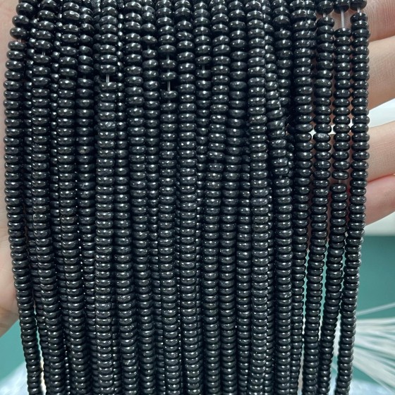 No_2008_Natural Black Onyx Rondelle Beads_4*2mm_(Sold Per Strand)