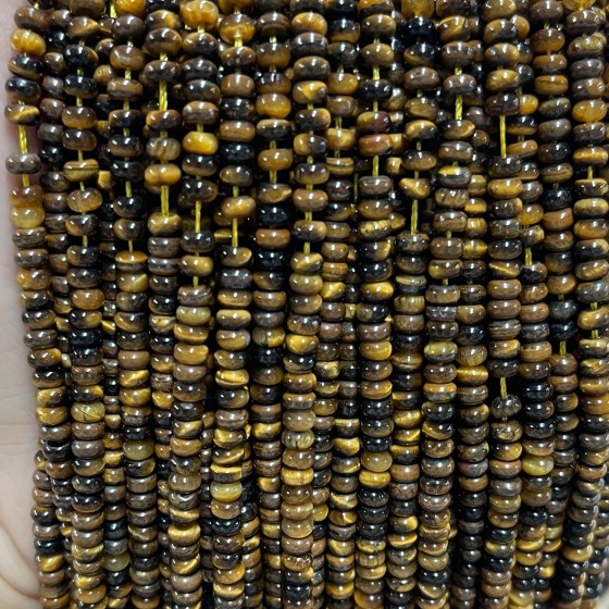 No_2015_Natural Yellow Tiger Eye Stone Rondelle Beads_4*2mm_(Sold Per Strand)