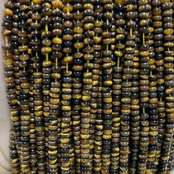 No_2015_Natural Yellow Tiger Eye Stone Rondelle Beads_4*2mm_(Sold Per Strand)