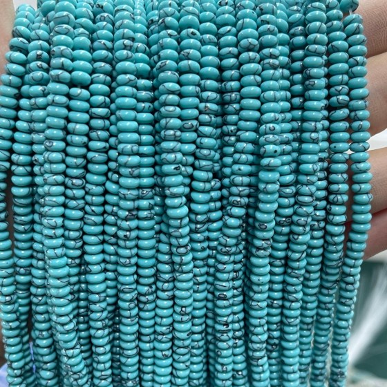 No_2018_Alloy Blue Turquoise Rondelle Beads_4*2mm_(Sold Per Strand)