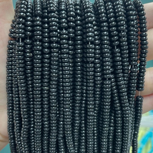No_2030_Natural Black Stone Rondelle Beads_4*2mm_(Sold Per Strand)