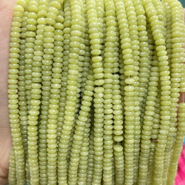 No_2033_Natural Lemon Jade Rondelle Beads_4*2mm_(Sold Per Strand)