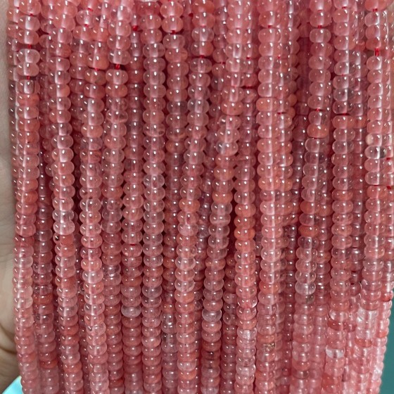 No_2045_Synthetic Watermelon Red Crystal Rondelle Beads_4*2mm_(Sold Per Strand)
