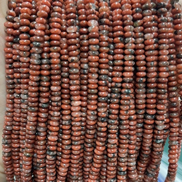 No_2057_Natural Sesame Red Jasper Rondelle Beads_4*2mm_(Sold Per Strand)