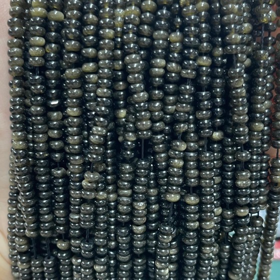 No_2063_Natural Gold Obsidian Rondelle Beads_4*2mm_(Sold Per Strand)