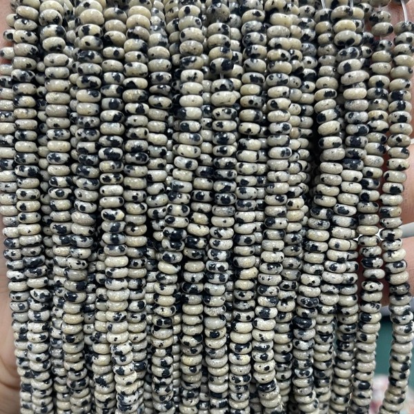 No_2064_Natural Dalmation Jasper Rondelle Beads_4*2mm_(Sold Per Strand)