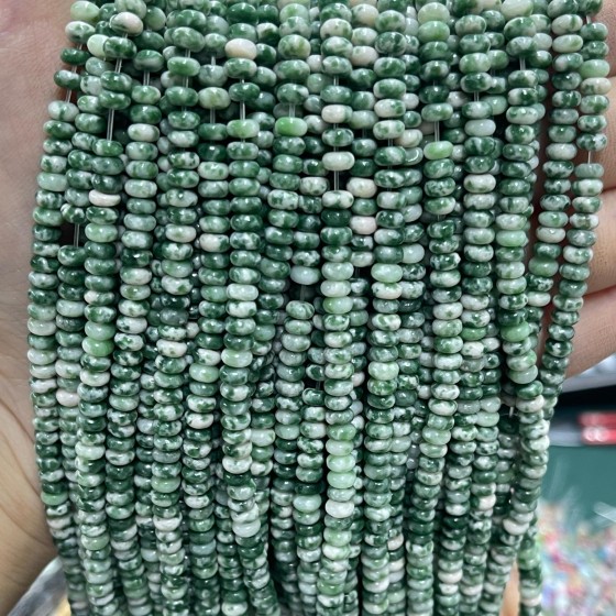 No_2070_Natural Green Spot Jasper Rondelle Beads_4*2mm_(Sold Per Strand)
