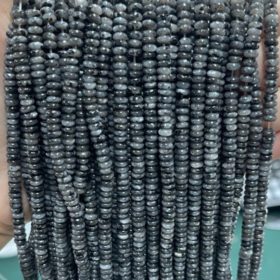 No_2075_Natural Black Labradorite Rondelle Beads_4*2mm_(Sold Per Strand)