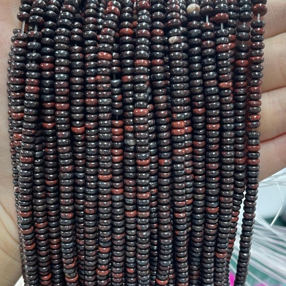 No_2079_Natural Red Poppy Jasper Rondelle Beads_4*2mm_(Sold Per Strand)