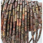 No_2082_Natural Leopard Skin Jasper Round Tube_4*13mm_(Sold Per Strand)
