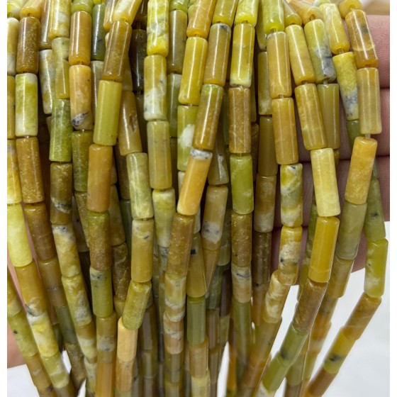 No_2083_Natural Xiuyu Jade Round Tube_4*13mm_(Sold Per Strand)