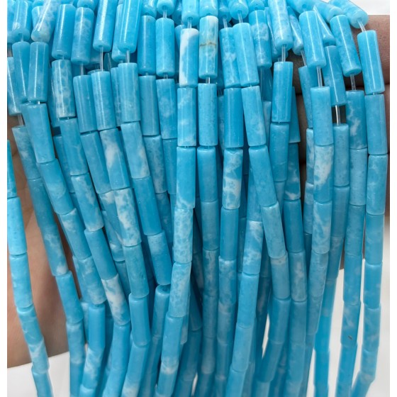 No_2095_Synthetic Blue Serpentine Round Tube_4*13mm_(Sold Per Strand)