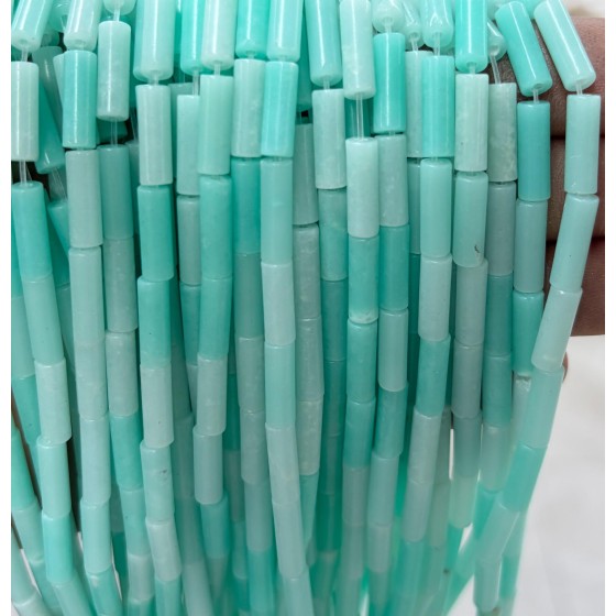 No_2096_Synthetic Lake Green Serpentine Round Tube_4*13mm_(Sold Per Strand)