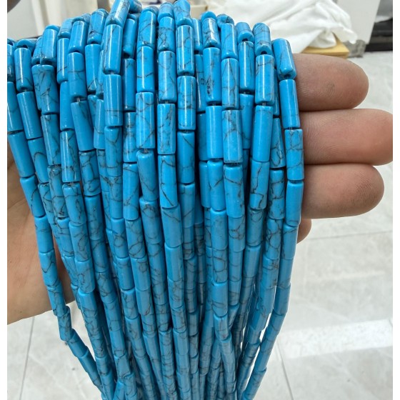 No_2097_Synthetic Blue Turquoise Round Tube_4*13mm_(Sold Per Strand)