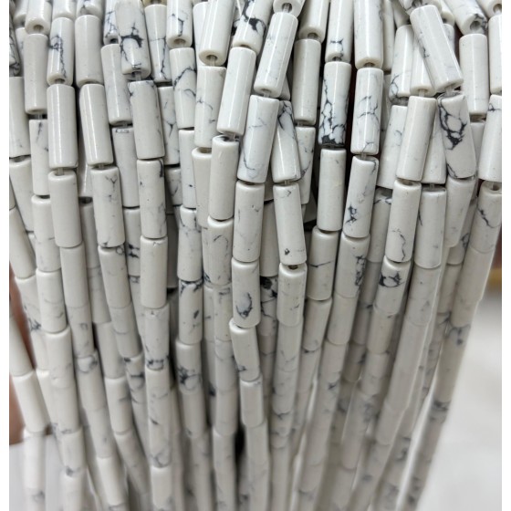No_2098_Synthetic White Turquoise Round Tube_4*13mm_(Sold Per Strand)
