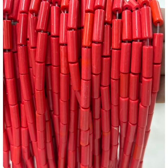 No_2099_Synthetic Red Jasper Round Tube_4*13mm_(Sold Per Strand)