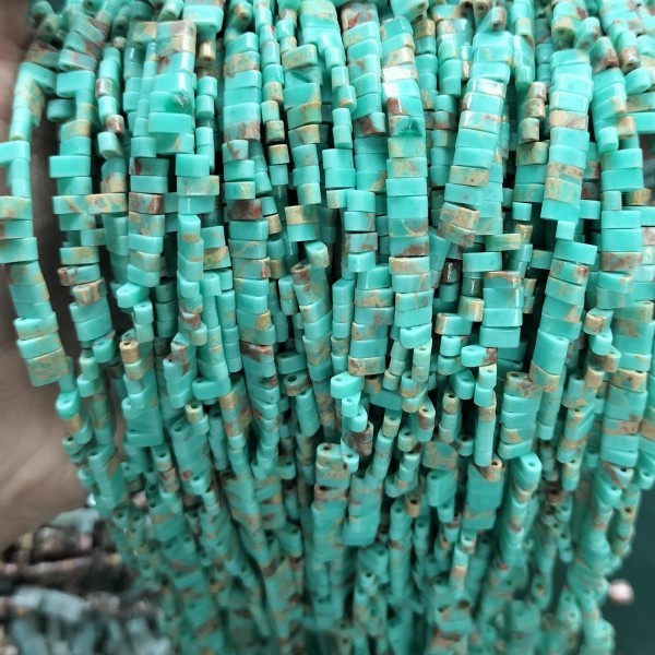 No_201_Synthetic Green Imperial Jasper Double Hole Square Bead_5*2mm_(Sold Per Strand)