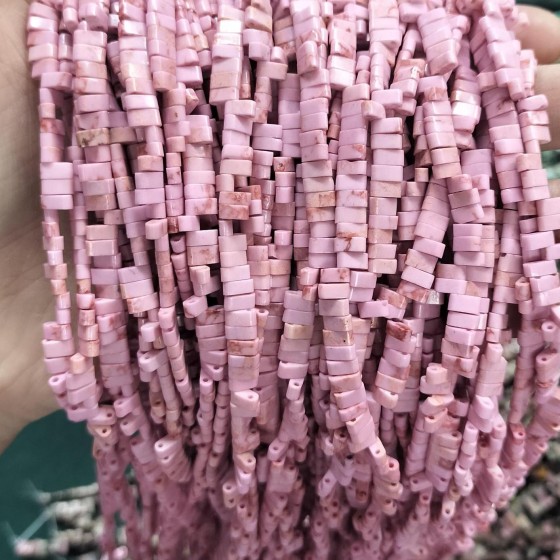 No_203_Synthetic Pink Imperial Jasper Double Hole Square Bead_5*2mm_(Sold Per Strand)