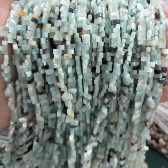 No_205_Natural Amazonite Double Hole Square Bead_5*2mm_(Sold Per Strand)