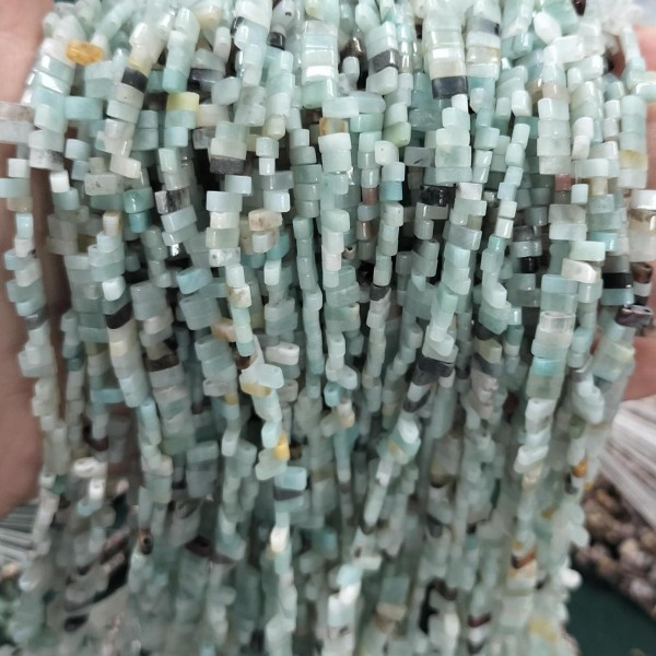 No_205_Natural Amazonite Double Hole Square Bead_5*2mm_(Sold Per Strand)